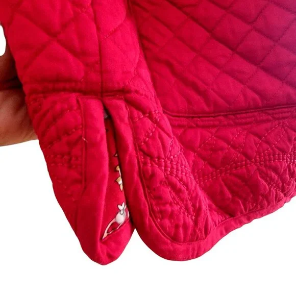 Denim & Co Reversible Quilted Jacket With Floral Print & Solid Red Design Button - Picture 12 of 16